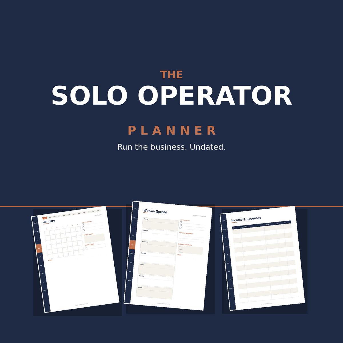 The Solo Operator Planner — Undated Business Planner for Founders (Digital + Printable)