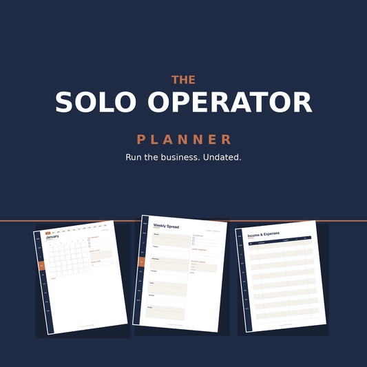 The Solo Operator Planner — Undated Business Planner for Founders (Digital + Printable)