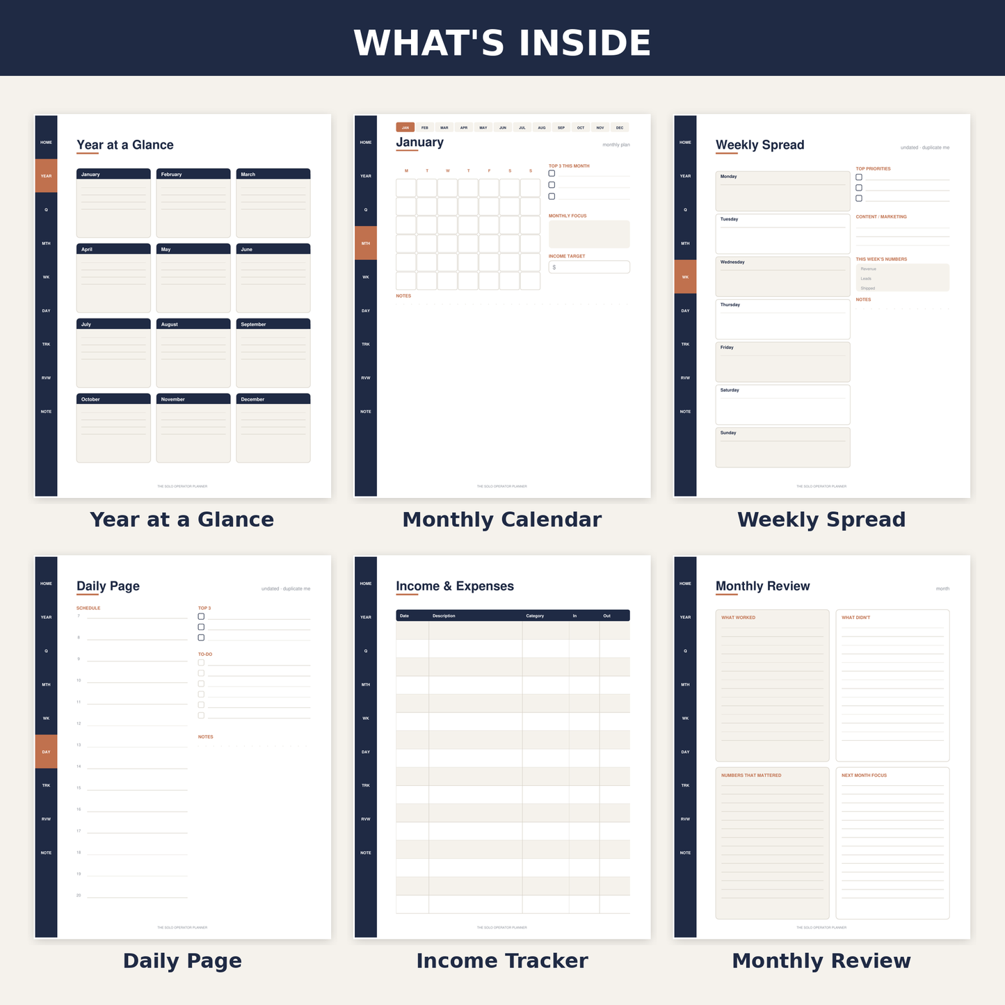 The Solo Operator Planner — Undated Business Planner for Founders (Digital + Printable)